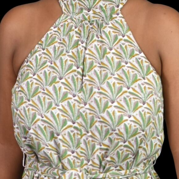 Anthropologie Maddie Romper Green Leaf Foliage Print Playsuit Shorts Size Small - Picture 4 of 13